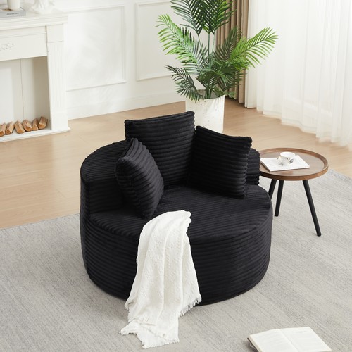 Round corduroy single sofa - corduroy,
